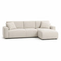 Ecksofa L-Form 3-Sitzer mit Ottomane rechts 250 cm x 160 cm x 82 cm Polyesterstoff Beige Holzfüße