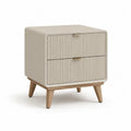 Nachttisch Kommode mit 2 Schubladen Rillenfront 50 cm x 40 cm x 55 cm Holzwerkstoff Beige Naturholz rechteckig
