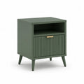 Nachttisch 45 x 40 x 58 cm mit offenem Fach und Schublade MDF Holzwerkstoff rechteckig Salbeigrün Goldfarben