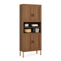 Highboard Sideboard Holzwerkstoff Nussbaumfarben mit offenen Fächern und 4 Türen 80 cm 40 cm 180 cm