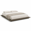 Plattformbett 180 cm x 200 cm Bettgestell ohne Kopfteil Holzwerkstoff Dunkelgrau Dunkelbraun rechteckig niedrige Bauweise