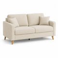 3-Sitzer Sofa 210 x 85 x 85 cm Polstersofa Stoffbezug Beige mit Holzbeinen rechteckig