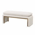 Schlafzimmerbank Polsterbank Sitzbank 120 x 40 x 45 cm Metallgestell Gold Polyesterbezug rechteckig Beige