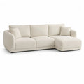 Ecksofa L Form 3 Sitzer mit Ottomane rechts 250 cm x 150 cm x 85 cm Polyesterstoff Beige Metallfüße Schwarz