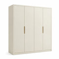Kleiderschrank 180 cm x 55 cm x 200 cm Spanplatte melaminbeschichtet cremeweiß rechteckig mit 4 Türen goldfarbene Griffe