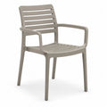 Gartenstuhl 55 cm x 60 cm x 80 cm Kunststoff PP Taupe rechteckig mit Armlehnen stapelbar